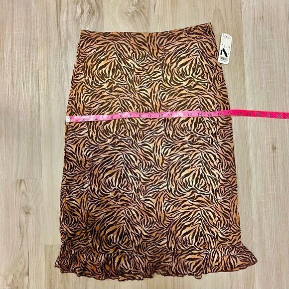 NWT Forever 21 vintage brown tiger print skirt with copper sparkles sz L - Picture 5 of 12